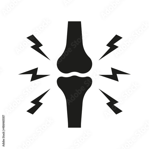 Bones Pain, Injury and Inflammation. Knee Joint Pain Silhouette Icon. Ache of Knee, Hand, Leg Skeleton. Arthritis, Osteoporosis and Bones Joint Illness Black Icon. Isolated Vector Illustration