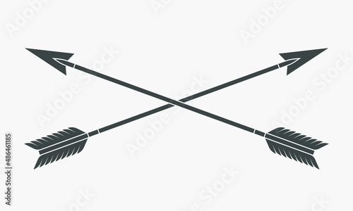 Two arrows graphic icon. Crossed arrows sign isolated on white background. Vector illustration