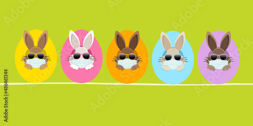 Banner 5 Osterhasen Maske Sonnenbrille In Ostereiern Von Vorn Grün