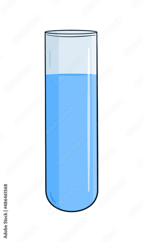 Test tube with blue fluid isolated. Vector. Cartoon Test tube with blue fluid isolated. Vector. Cartoon
