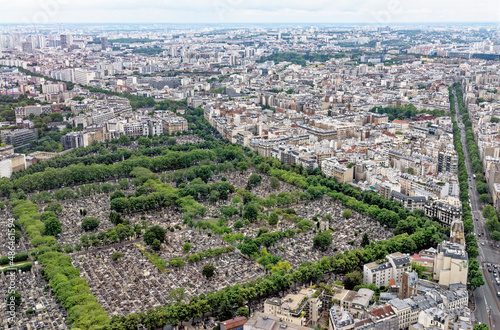 View over Pere - Lachaise Cemetery Paris from Tour Montparnasse - France photo
