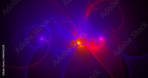 Abstract colorful blue and red fiery shapes. Digital fractal art. 3d rendering. © Katynn