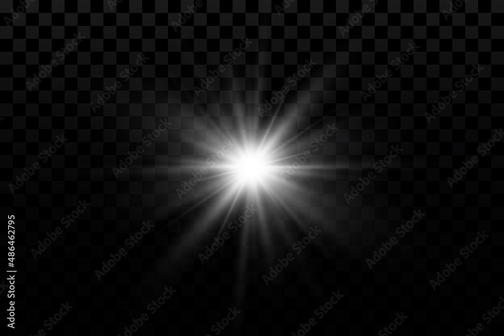 Glow effect. Star sparkles on a transparent background. Vector illustration. the sun Glow effect. Star sparkles on a transparent background. Vector illustration. the sun
