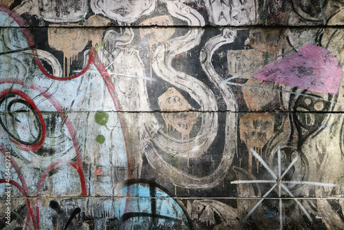 Abstract colorful urban street art graffiti texture background. Close up of urban modern art wall paint.