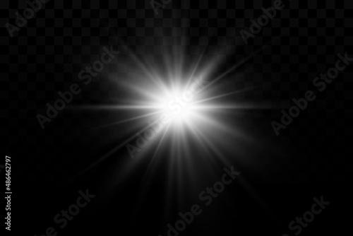 Glow effect. Star sparkles on a transparent background. Vector illustration. the sun