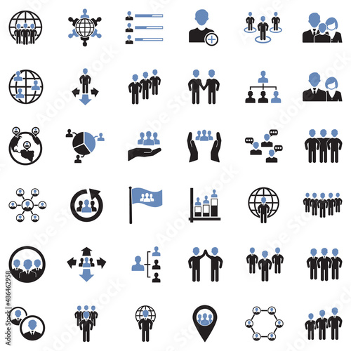 Population Icons. Two Tone Flat Design. Vector Illustration.