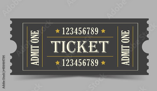 Vector vintage ticket. Cinema, theater, concert, play, party, event, festival ticket realistic templat. Ticket icon for website.