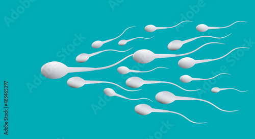 Sperm racing and fighting to fertilize an egg. Vector illustration