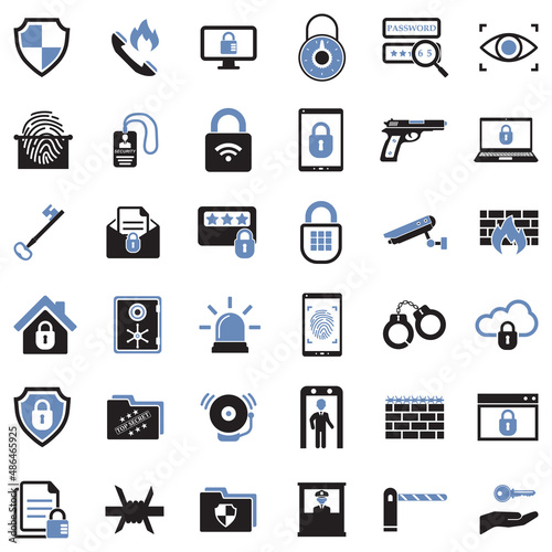 Security Icons. Two Tone Flat Design. Vector Illustration.