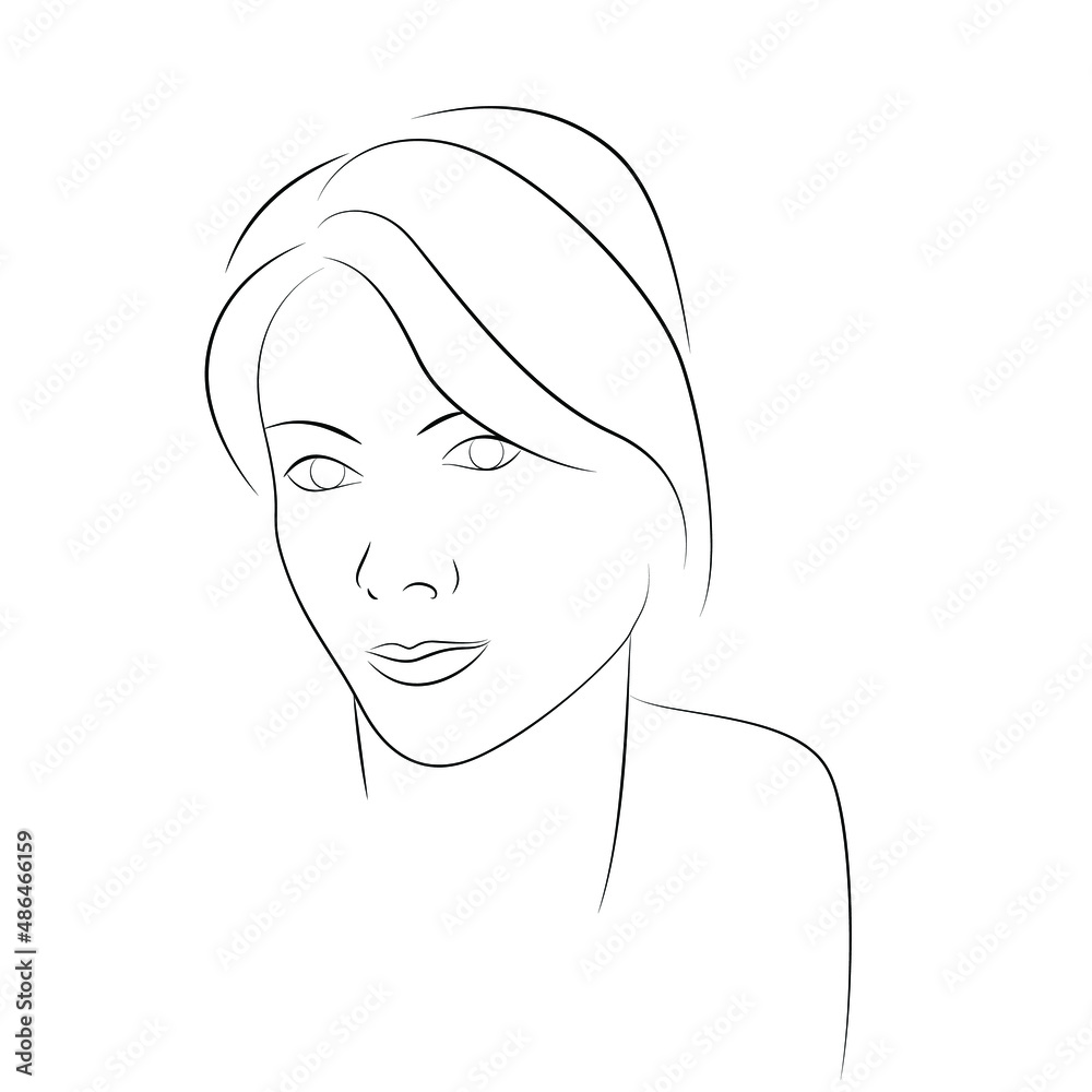 women's face outline portrait, design for cosmetic production, healthcare advertising, flyers and other polygraph women's face outline portrait, design for cosmetic production, healthcare advertising, flyers and other polygraph