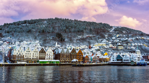 City at the harbor of Bergen Norway