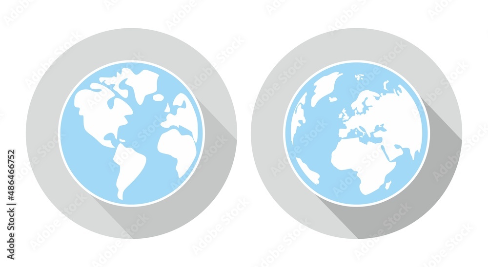 Hand drawn vector earth with long shadow on grey background Hand drawn vector earth with long shadow on grey background