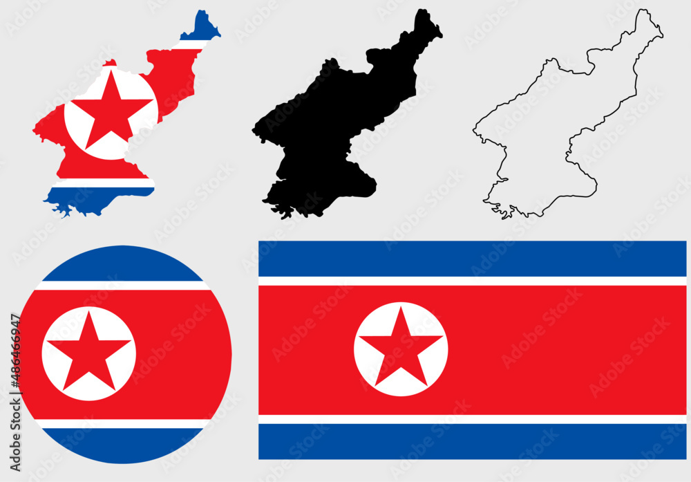 north korea map flag set north korea map flag set