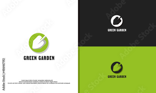 shovel tree sprout garden leaf logo vector icon illustration