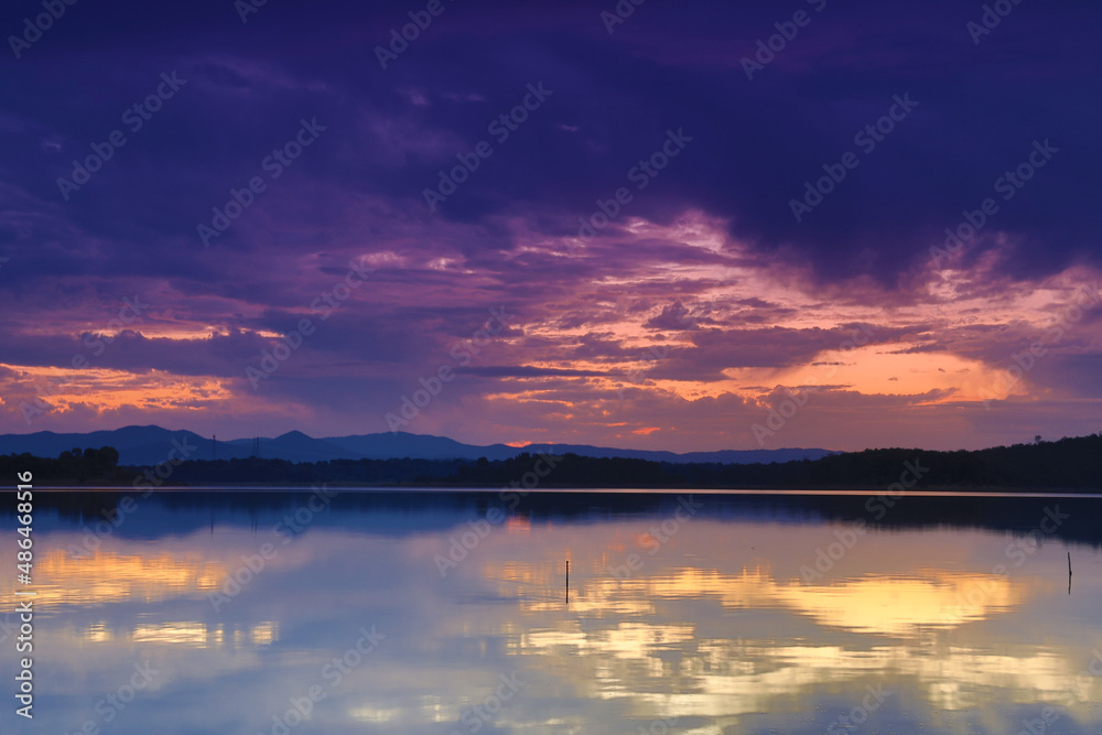 Australian purple Lake sunset