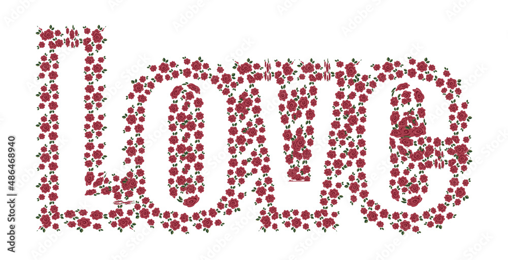 love sign rose flowers text lettering red green banner wedding heart valentine day love sign rose flowers text lettering red green banner wedding heart valentine day
