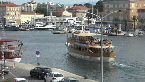 Zadar, Croatia. Pleasure ship leaves the port.