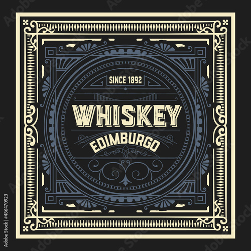 Whiskey label with old frames