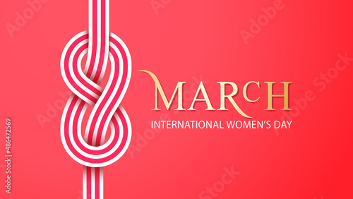 Figure 8 knot for International Women's Day on the red background 