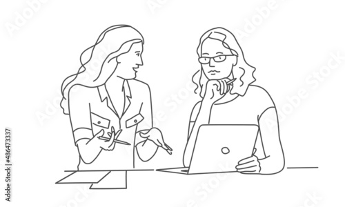 Business woman in the workplace having a conversation.