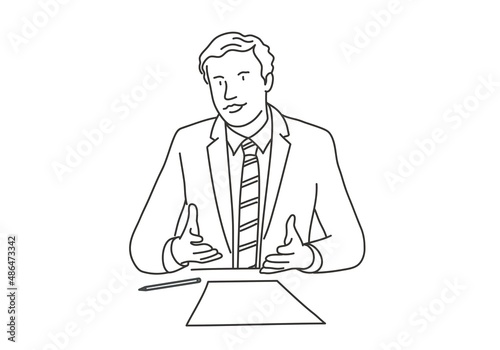 Businessman is having a dialogue. Communication concept.