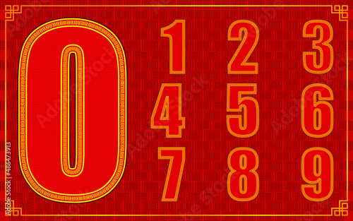 lucky number is zero to nine for happy chinese new year style. vector illustration eps10