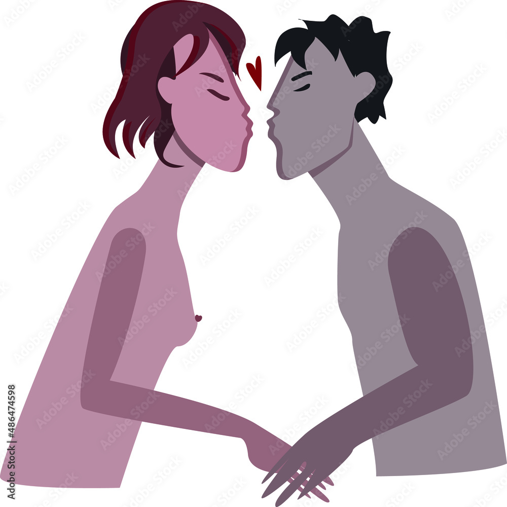 lovers woman and man in kiss pose