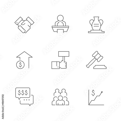 Set line icons of auction