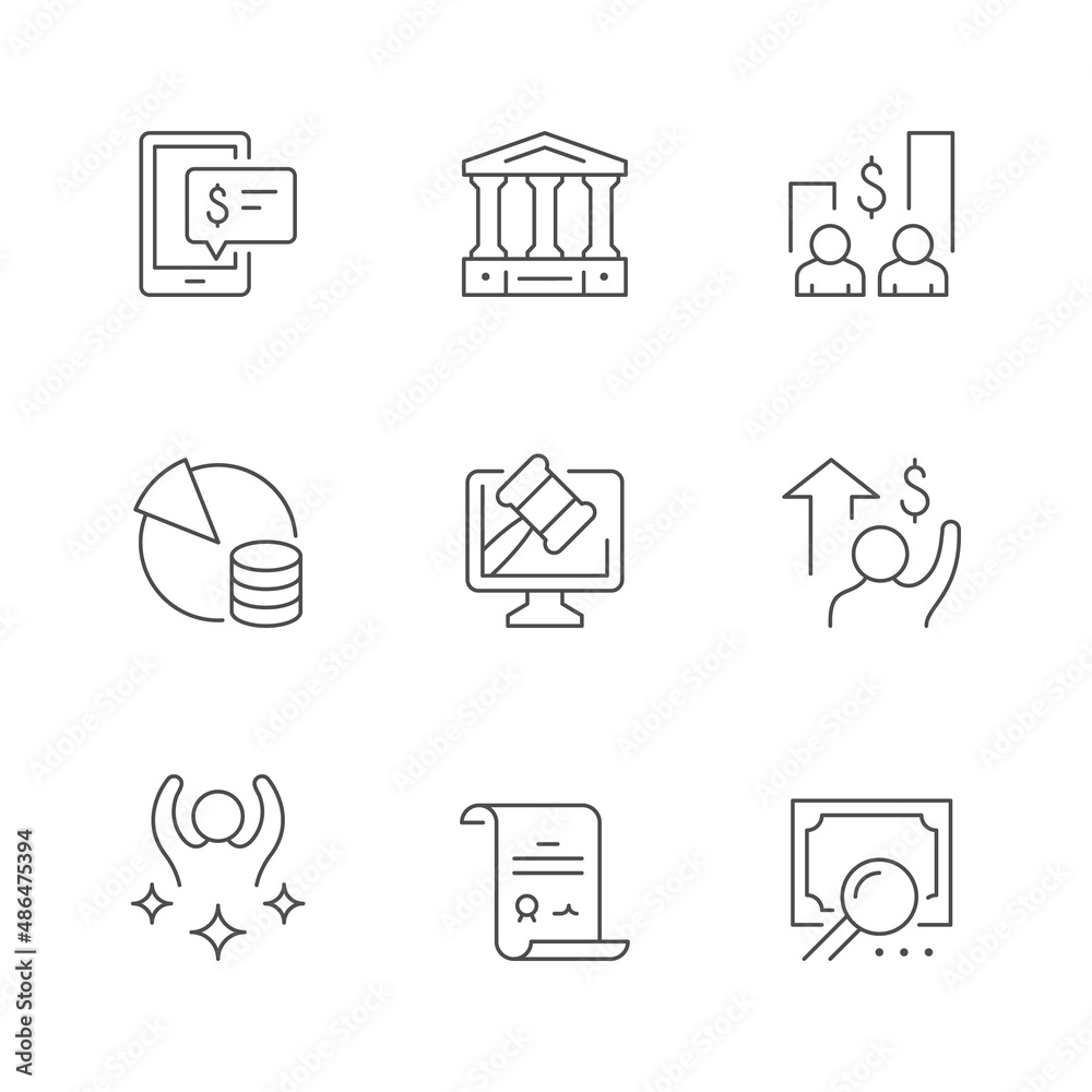 Set line icons of auction Set line icons of auction