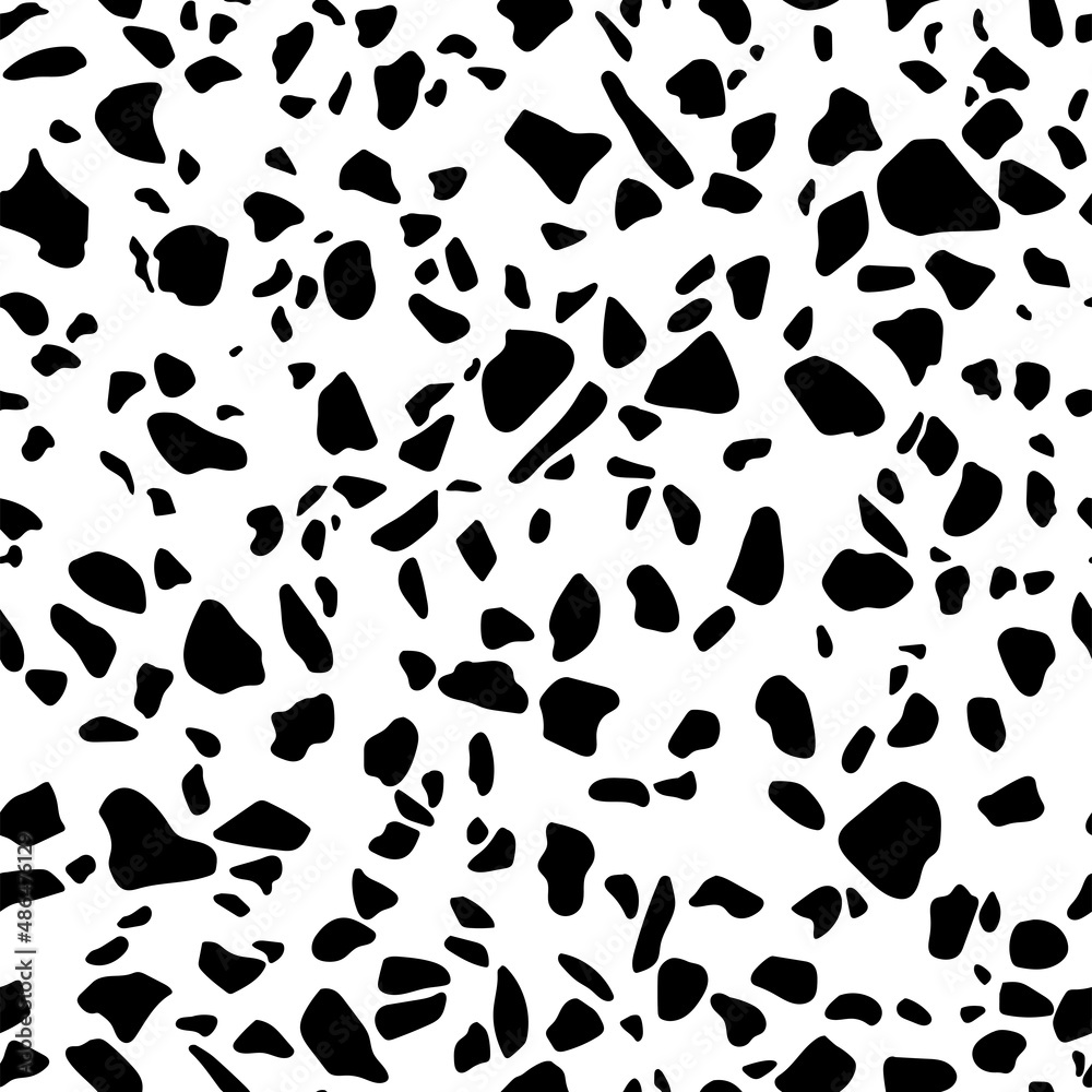 Fototapeta premium Seamless pattern the texture of the stone.Ceramic tile with a chaotic pattern.Black and white vector illustration.