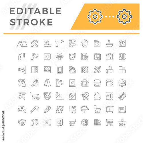 Set line icons of house repair