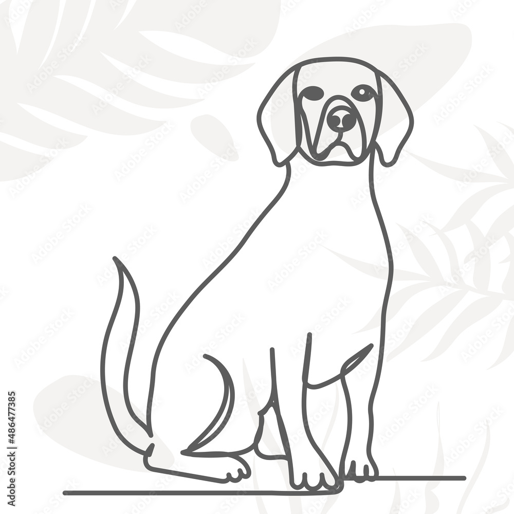 Fototapeta premium dog outline in one line