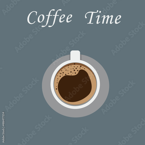 Vector illustration of a cup of coffee. View from above.