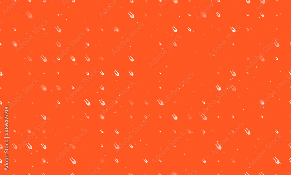 Seamless background pattern of evenly spaced white solo bobsleigh symbols of different sizes and opacity. Vector illustration on deep orange background with stars Seamless background pattern of evenly spaced white solo bobsleigh symbols of different sizes and opacity. Vector illustration on deep orange background with stars