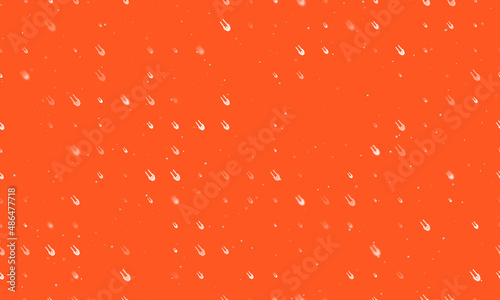 Seamless background pattern of evenly spaced white solo bobsleigh symbols of different sizes and opacity. Vector illustration on deep orange background with stars