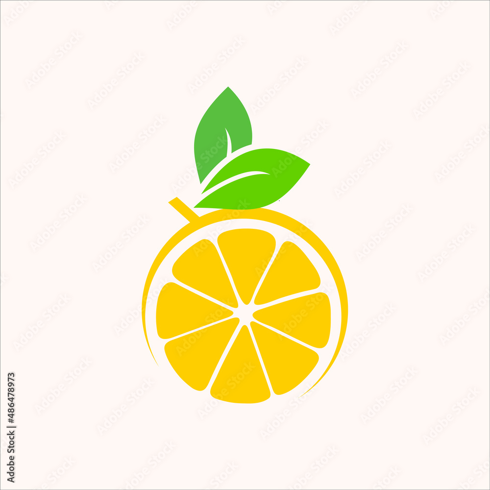 Flat illustration of lemon fruit slice in cartoon style Flat illustration of lemon fruit slice in cartoon style