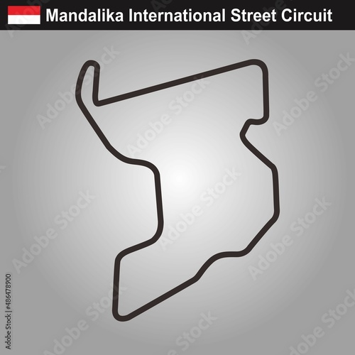 Pertamina Mandalika International Road Circuit. Mandalika Circuit Vector. black line design.