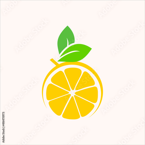 Flat illustration of lemon fruit slice in cartoon style