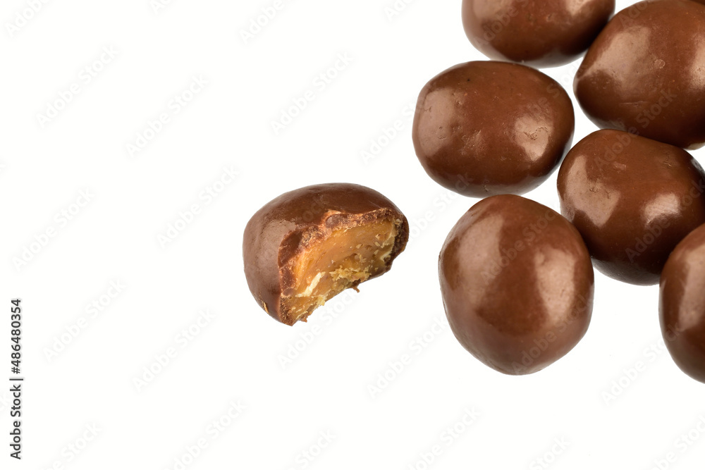 bitten chocolate balls isolated on white background with clipping path bitten chocolate balls isolated on white background with clipping path
