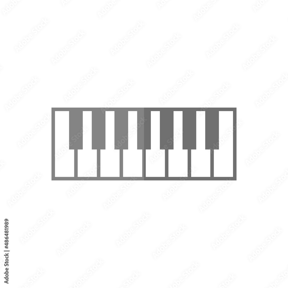 Piano keyboard grey flat vector icon