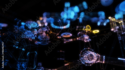 Abstract technology particles mesh background
