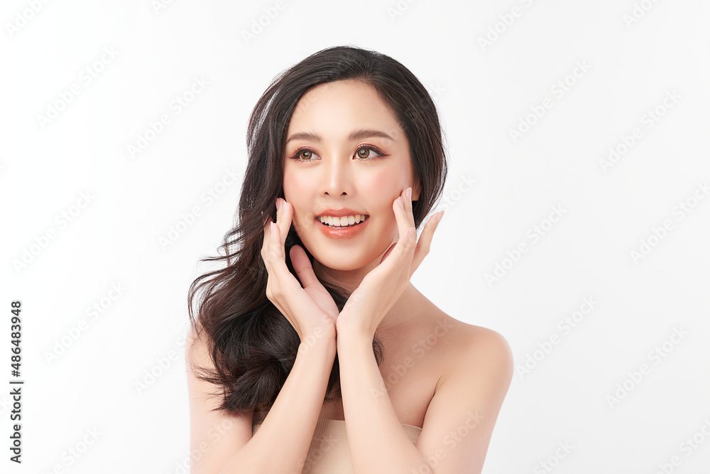 Beautiful young asian woman with clean fresh skin on white background, Face care, Facial treatment, Cosmetology, beauty and spa, Asian women portrait. Beautiful young asian woman with clean fresh skin on white background, Face care, Facial treatment, Cosmetology, beauty and spa, Asian women portrait.