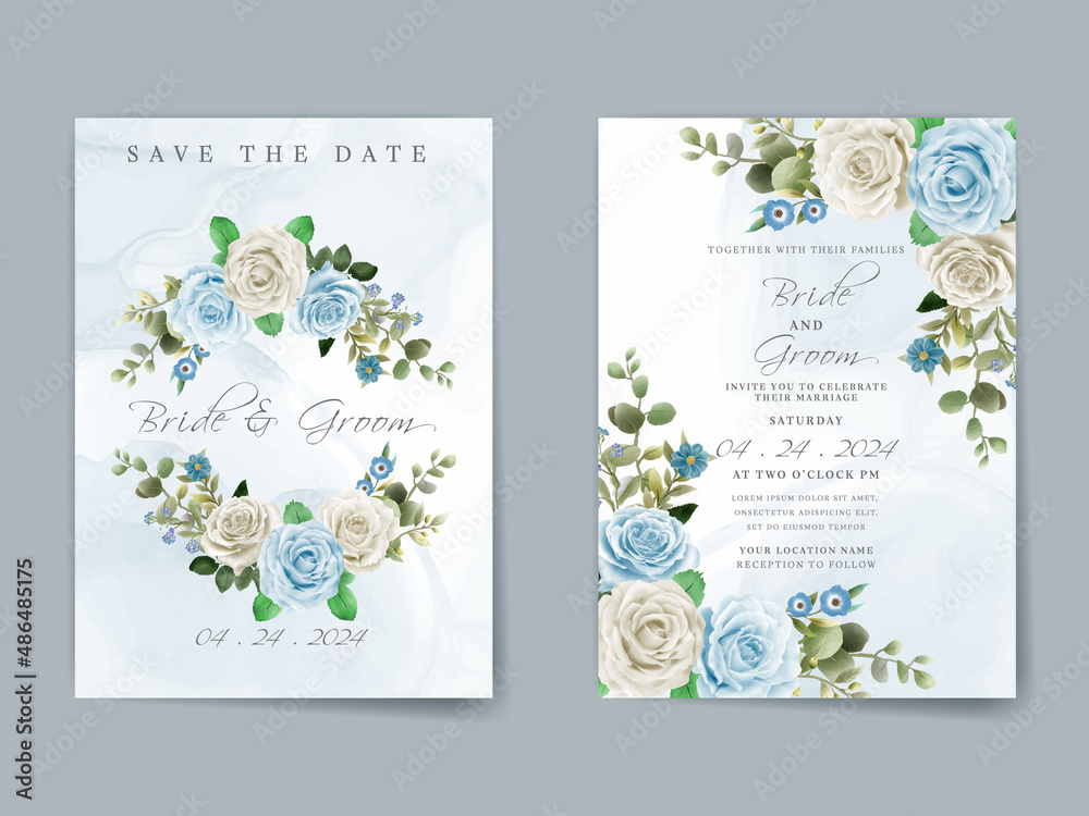 Beautiful wedding invitation card template floral design