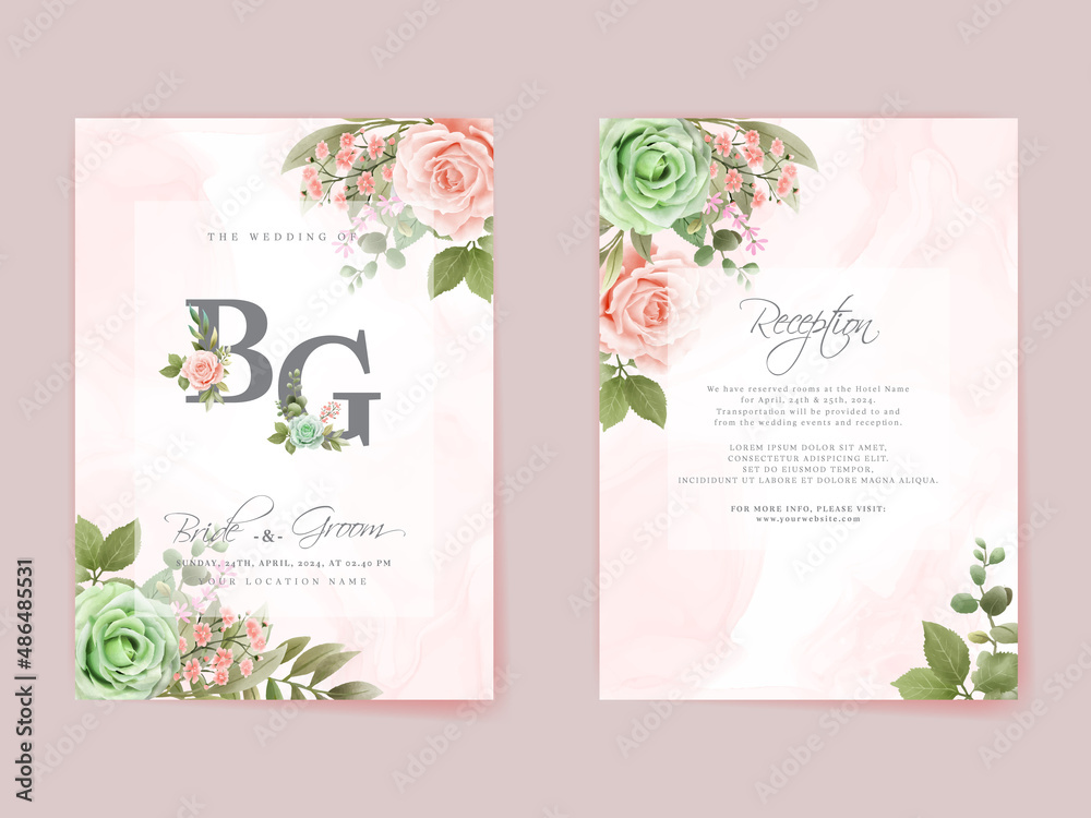 Beautiful wedding invitation card template floral design Beautiful wedding invitation card template floral design