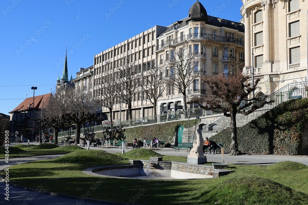 La promenade Derrière-Bourg, jardin paysager, ville de Lausanne, canton de Vaud, Suisse