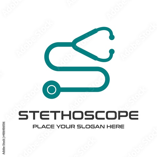 S stethoscope vector letter template. This design use medical symbol. Suitable for health business.