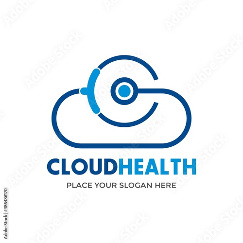 Cloud health vector logo template. This design use stethoscope symbol. Suitable for internet, medical and business.
