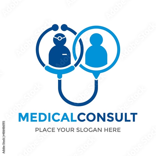 Medical consult vector logo template. This design use stethoscope symbol. Suitable for healthy.
