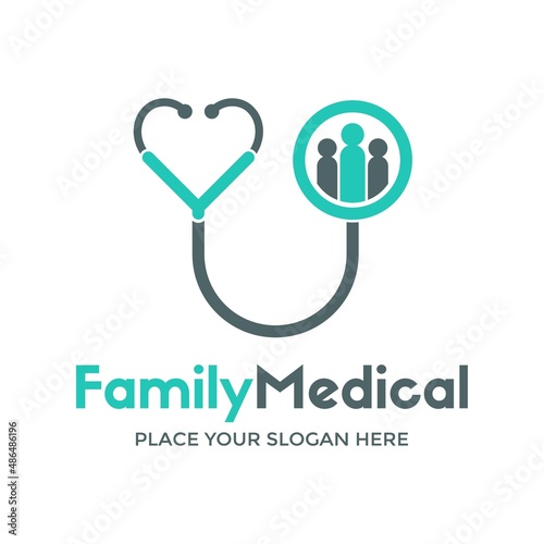 Family medical vector logo template. This logo use stethoscope symbol. Suitable for health.
