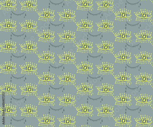 Seamless pattern with repeat unique faces